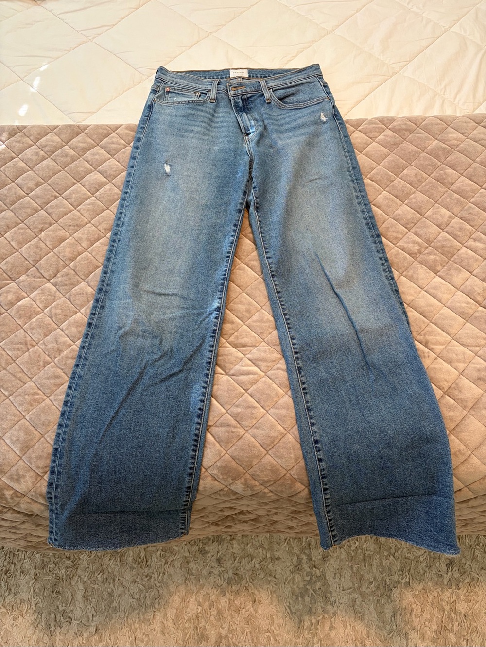 Hudson Jeans Light Blue Wide Leg Distressed Denim
